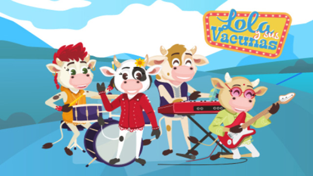 Ilustración: banda de rock de vacas llamada Lola y sus vacunas